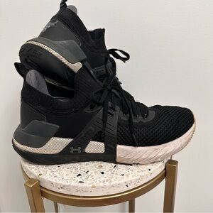 Under Armour Project Rock 4 Training Sneakers Black White Low Top Mens 10